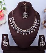 Blue rose gold premium designer american diamond and stone work necklace set