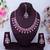 Pink rose gold premium designer american diamond and stone work necklace set