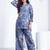 Blue floral printed rayon 2-pieces co-ord sets for women