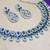 Blue rhodium premium designer american diamond and stone work necklace set