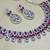 Pink rhodium premium designer american diamond and stone work necklace set