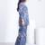Blue floral printed rayon 2-pieces co-ord sets for women