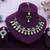 Blue yellow gold premium designer american diamond and stone work necklace set
