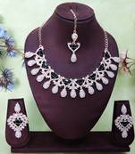 Green rose gold premium designer american diamond and stone work necklace set