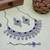 Blue rhodium premium designer american diamond and stone work necklace set