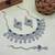 Green rhodium premium designer american diamond and stone work necklace set