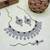 Green rhodium premium designer american diamond and stone work necklace set