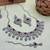 Maroon rhodium premium designer american diamond and stone work necklace set