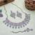 Pink rhodium premium designer american diamond and stone work necklace set