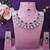 Pink rhodium premium designer american diamond and stone work necklace set
