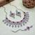 Pink rhodium premium designer american diamond and stone work necklace set