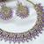 Purple yellow gold premium designer american diamond and stone work necklace set