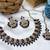 Blue yellow gold premium designer american diamond and stone work necklace set