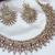 Pink yellow gold premium designer american diamond and stone work necklace set
