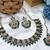 Blue yellow gold premium designer american diamond and stone work necklace set