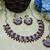 Maroon rhodium premium designer american diamond and stone work necklace set