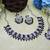 Blue rhodium premium designer american diamond and stone work necklace set