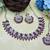 Purple rhodium premium designer american diamond and stone work necklace set