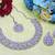 Purple rhodium premium designer american diamond and stone work necklace set