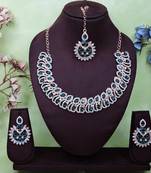 Blue rose gold premium designer american diamond and stone work necklace set