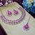 Pink rose gold premium designer american diamond and stone work necklace set