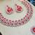 Red rose gold premium designer american diamond and stone work necklace set