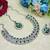 Green rhodium premium designer american diamond and stone work necklace set