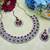 Maroon rhodium premium designer american diamond and stone work necklace set