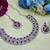 Pink rhodium premium designer american diamond and stone work necklace set