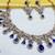 Blue yellow gold premium designer american diamond and stone work necklace set