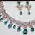 Green rose gold premium designer american diamond and stone work necklace set