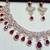 Maroon rose gold premium designer american diamond and stone work necklace set
