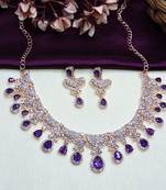 Blue rose gold premium designer american diamond and stone work necklace set
