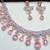 Pink rose gold premium designer american diamond and stone work necklace set