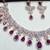 Purple rose gold premium designer american diamond and stone work necklace set