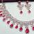 Pink rose gold premium designer american diamond and stone work necklace set