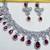 Maroon rhodium premium designer american diamond and stone work necklace set