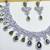 Green rhodium premium designer american diamond and stone work necklace set
