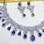 Blue rhodium premium designer american diamond and stone work necklace set