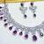 Purple rhodium premium designer american diamond and stone work necklace set
