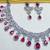 Pink rhodium premium designer american diamond and stone work necklace set