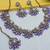 Purple yellow gold premium designer american diamond and stone work necklace set