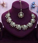Maroon yellow gold premium designer american diamond and stone work necklace set