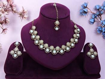 Purple yellow gold premium designer american diamond and stone work necklace set 1
