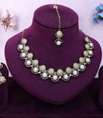 Purple yellow gold premium designer american diamond and stone work necklace set