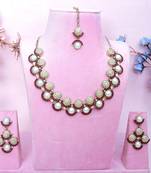 Maroon yellow gold premium designer american diamond and stone work necklace set