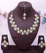 Pink yellow gold premium designer american diamond and stone work necklace set