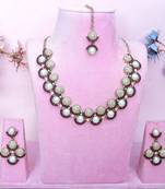 Purple yellow gold premium designer american diamond and stone work necklace set