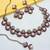 Pink yellow gold premium designer american diamond and stone work necklace set