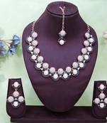 Green rose gold premium designer american diamond and stone work necklace set
